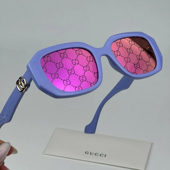 Gucci GG1535S 004 BRAND NEW Sunglasses Violet GG Logo Mirrored Women Geometric